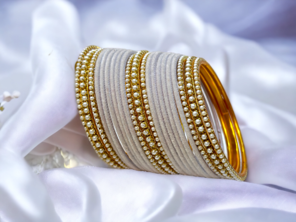 white moti bangle set