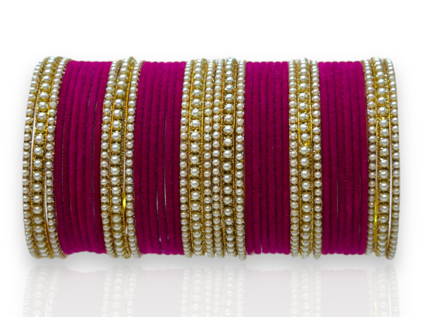 pink moti bangle set