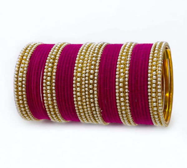 pink moti bangle set