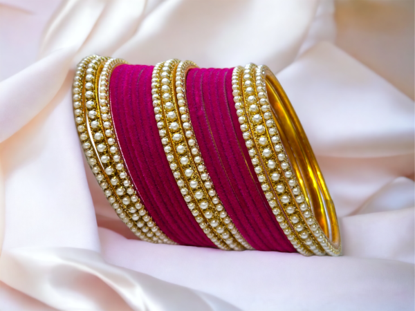 pink moti bangle set