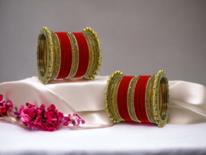 velvet red bangles set